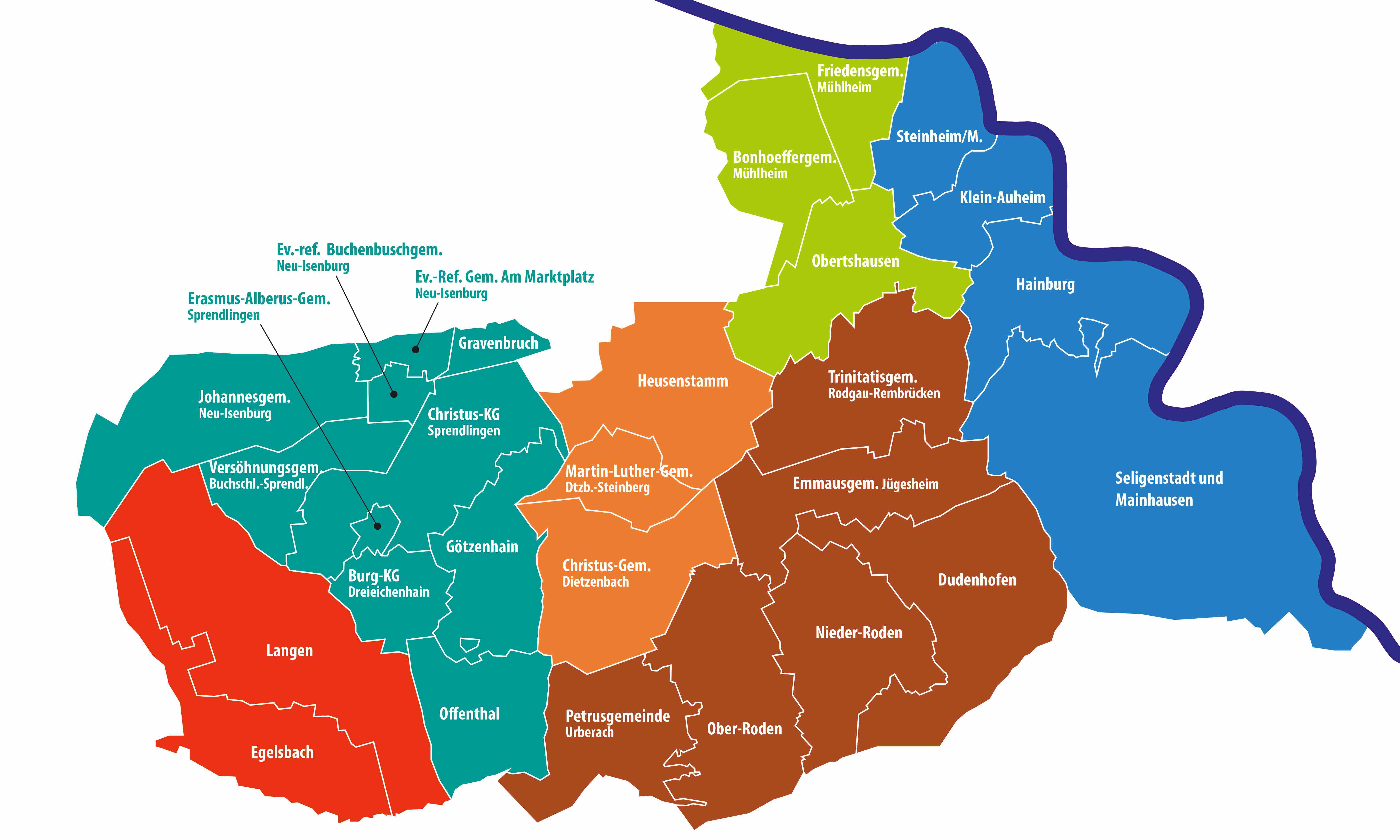 Nachbarschaftsräume im Dekanat Dreieich-Rodgau